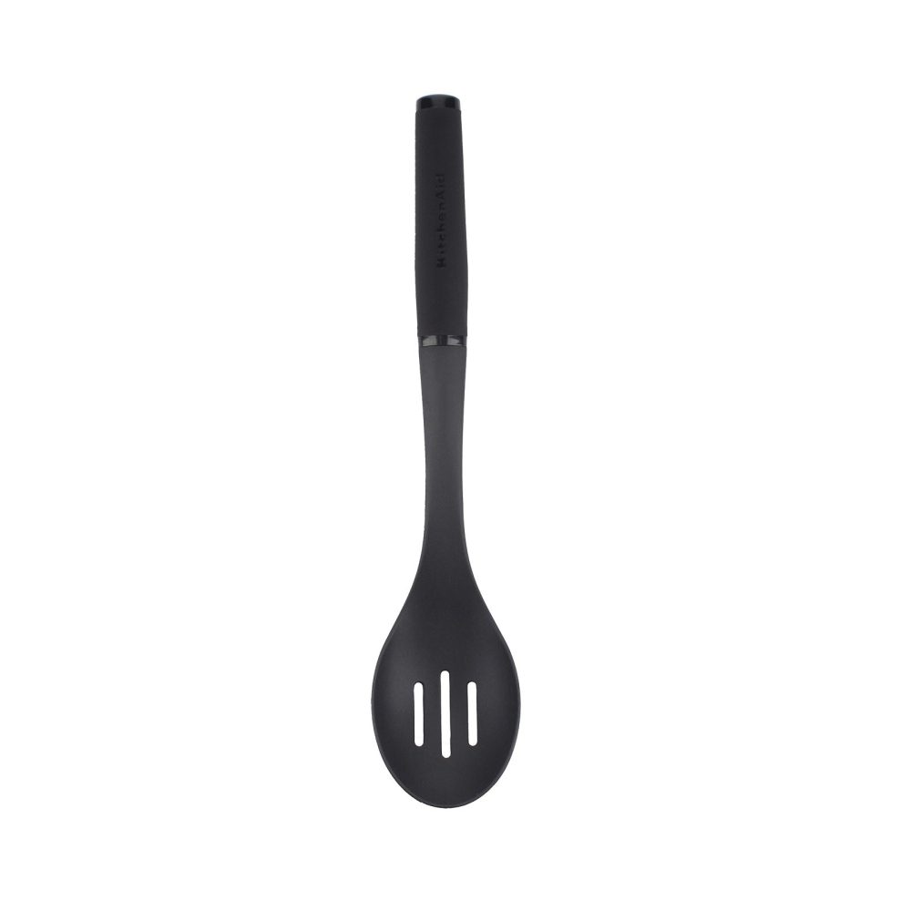 Soft Touch Slotted Spoon Black