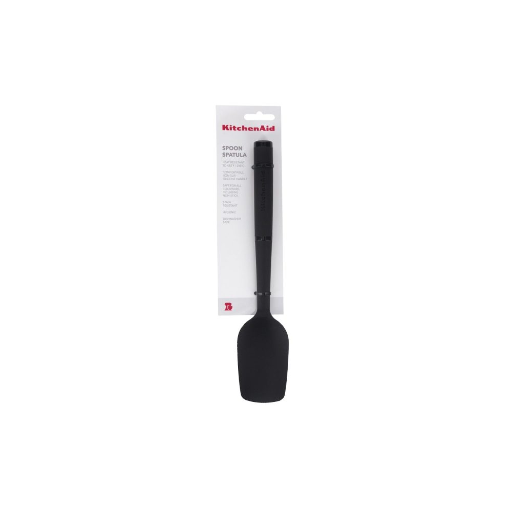 Soft Touch Silicone Spoon Spatula Black - Image 3